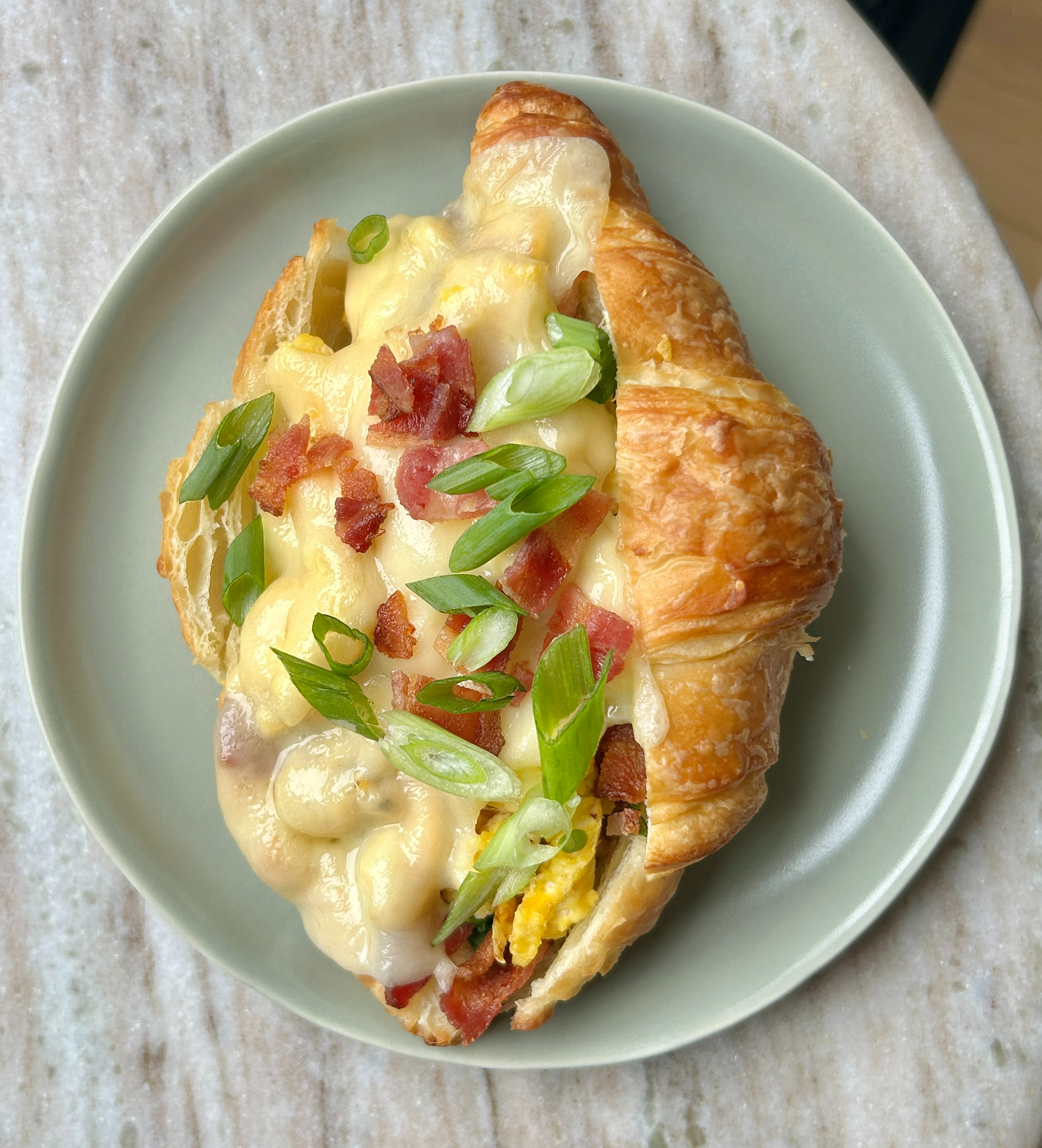 cheesy stuffed breakfast croissant