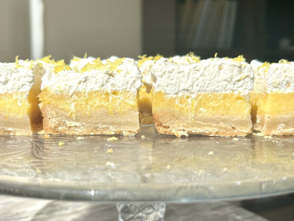 lemon curd shortbread bars baking