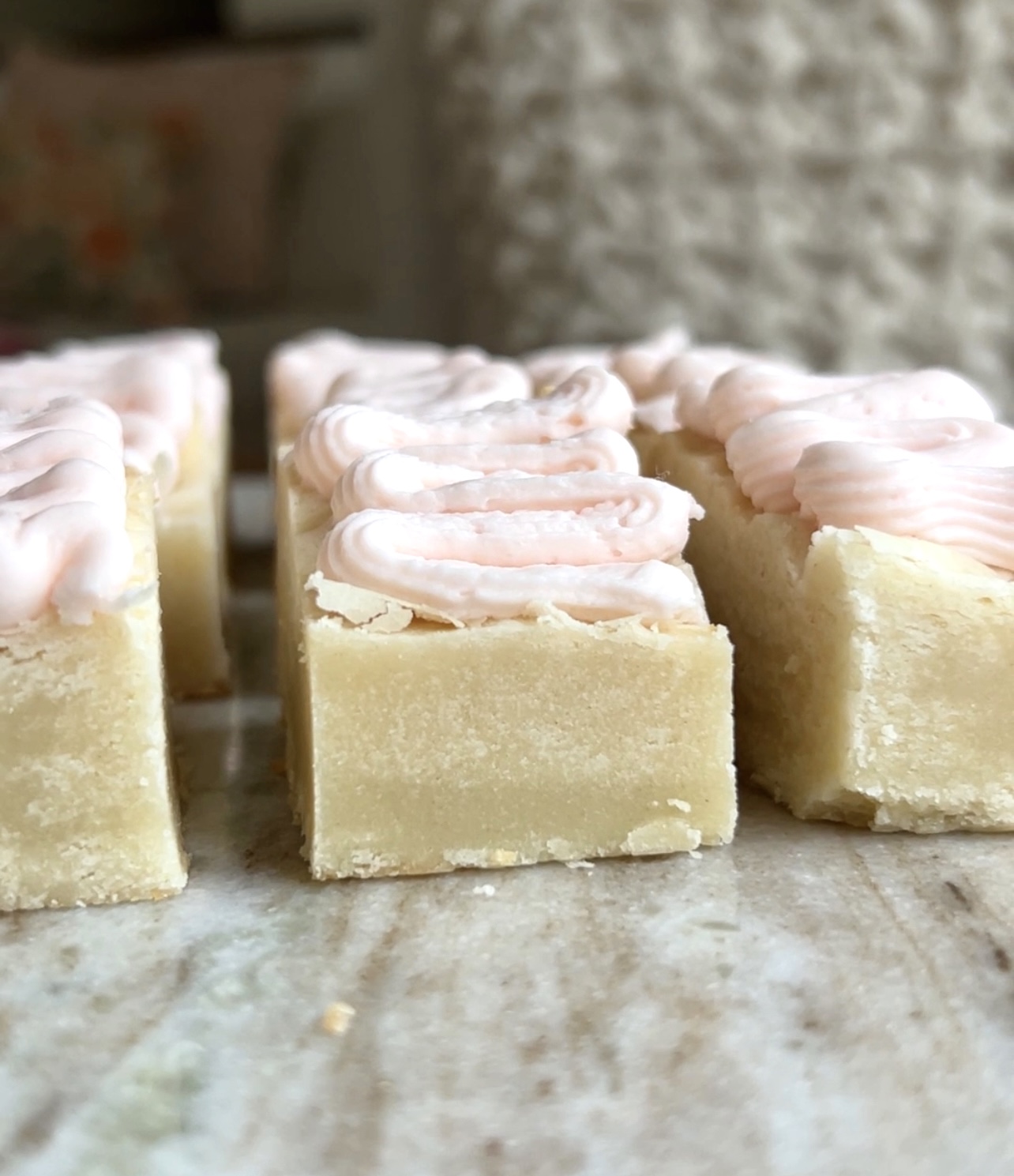 iced pink sugar cookie bars
