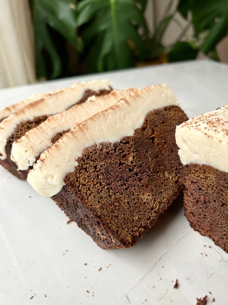 marbled gingerbread brownie loaf