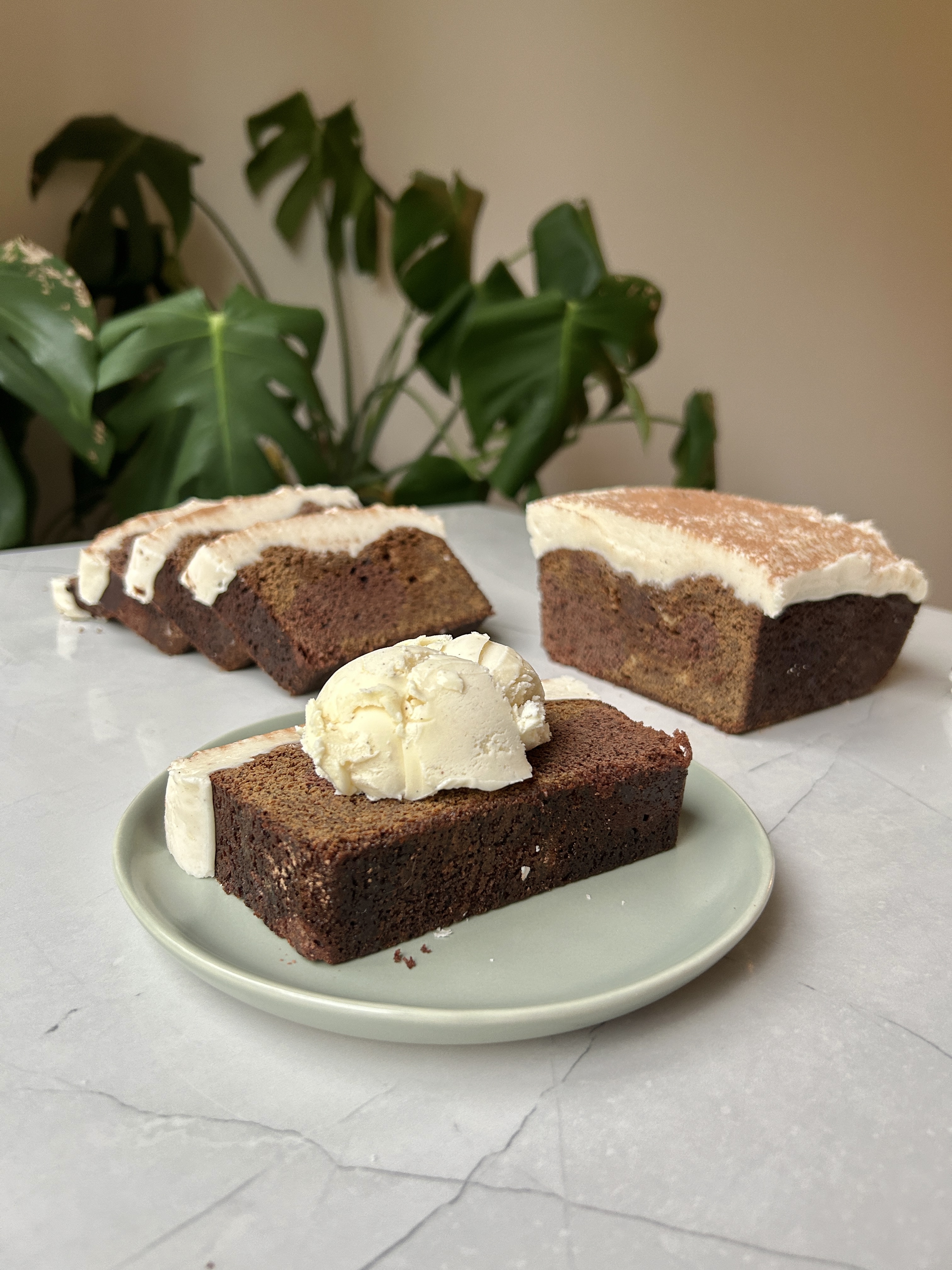 marbled gingerbread brownie loaf