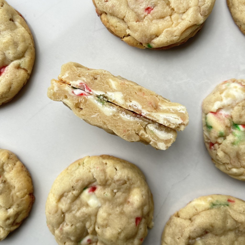 peppermint bark oatmeal cookie