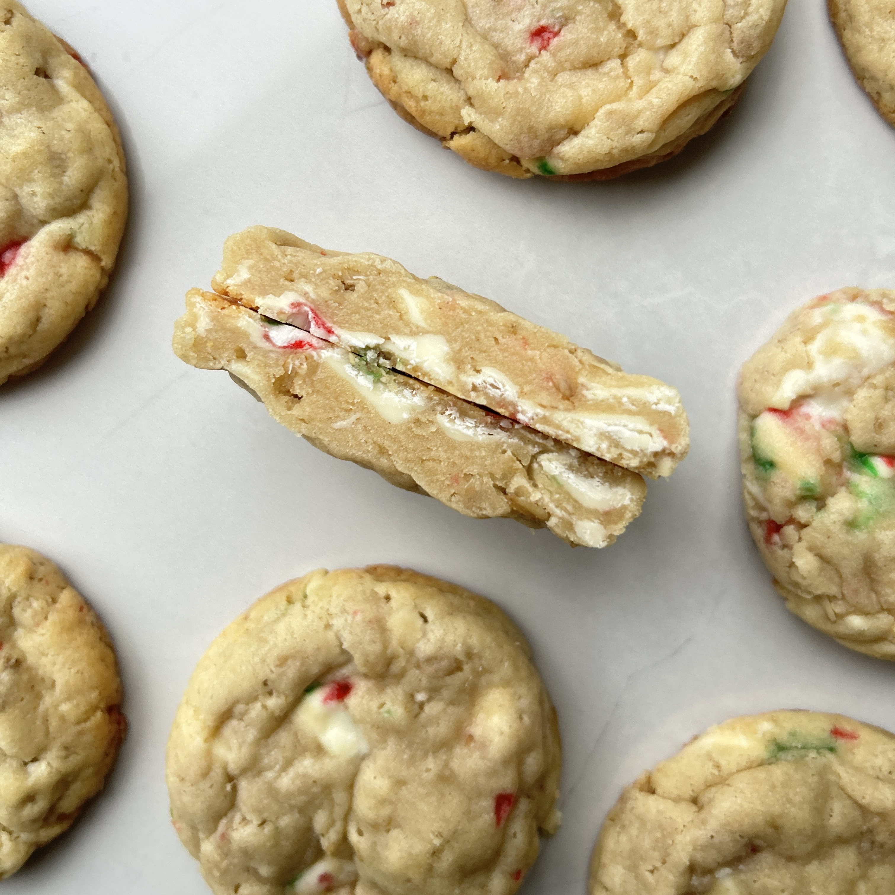 peppermint bark oatmeal cookie
