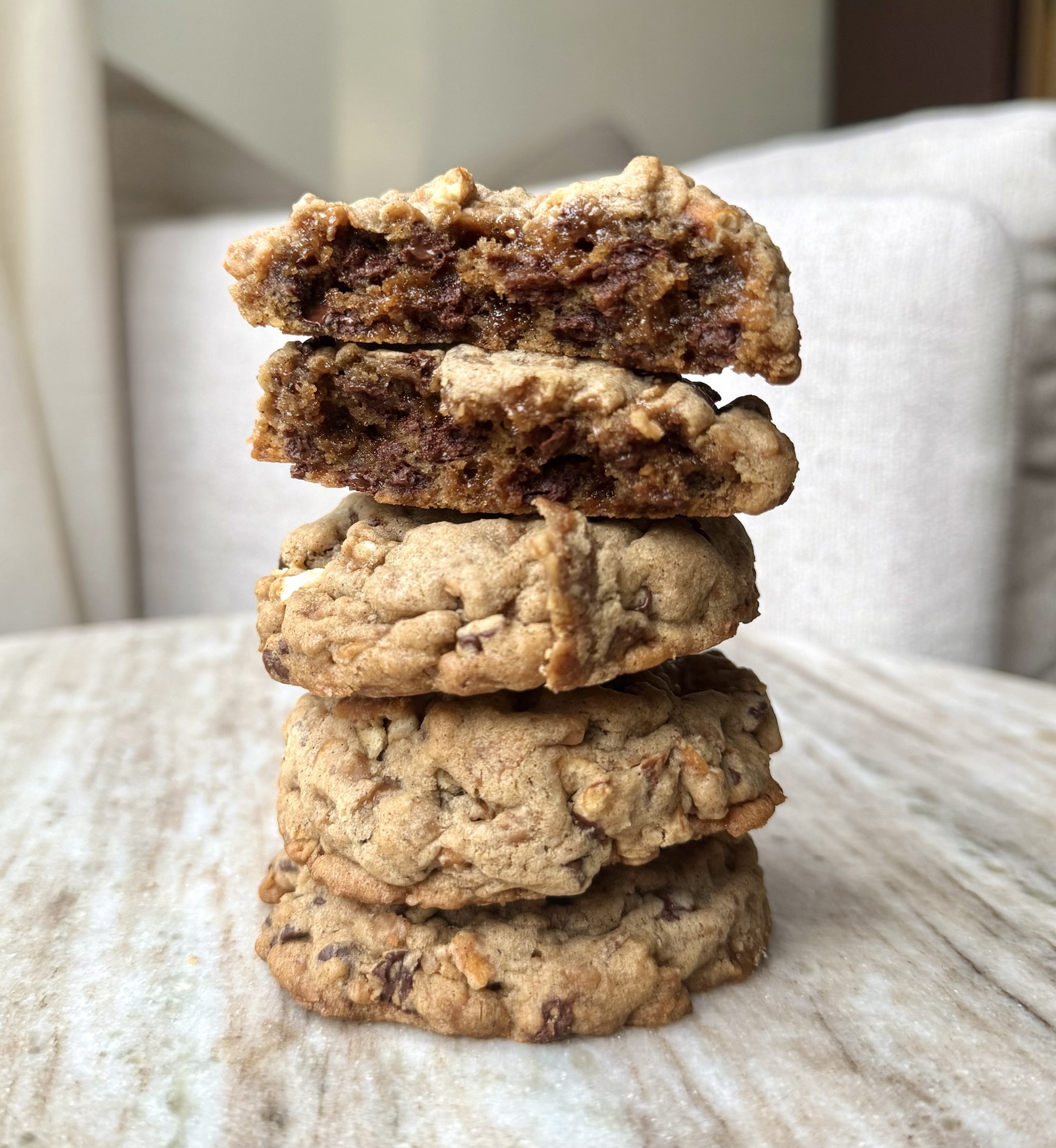 Spiced Chocolate Chip Toffee Pretzel Cookies