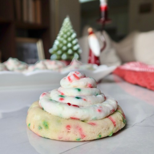 iced christmas sprinkle cookie