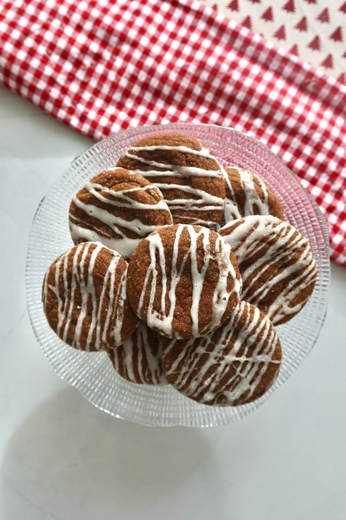 ginger molasses cookies with a cream cheese glaze